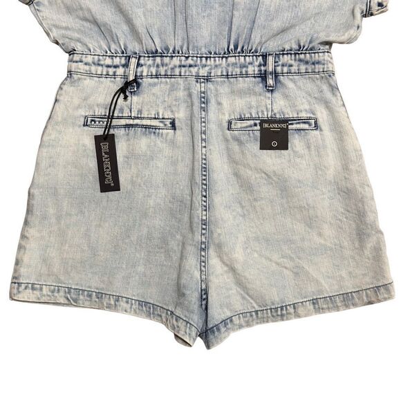 Blank NYC Light Wash Denim Short Sleeve Romper LARGE NWT - Picture 13 of 16